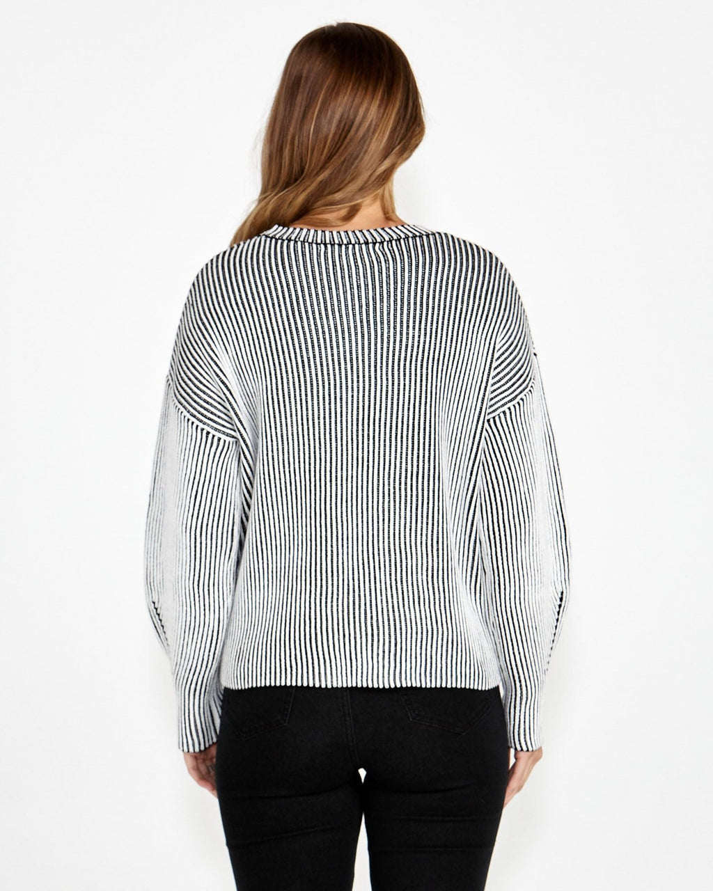 Lisette Chunky Rib Knit - Black & White Stripe