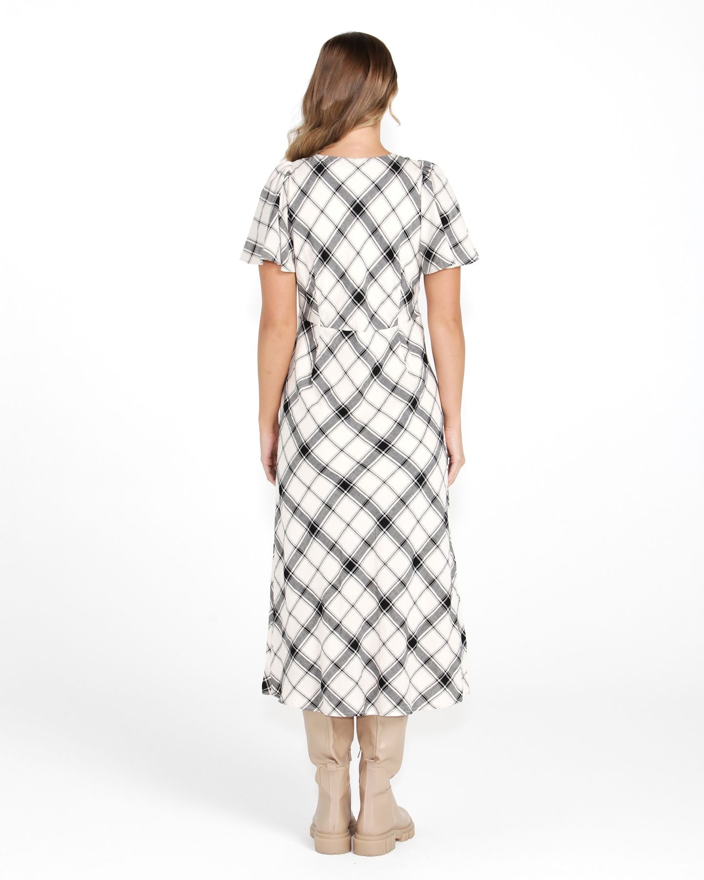 Valentina Bias Midi Dress - Check