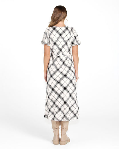 Valentina Bias Midi Dress - Check