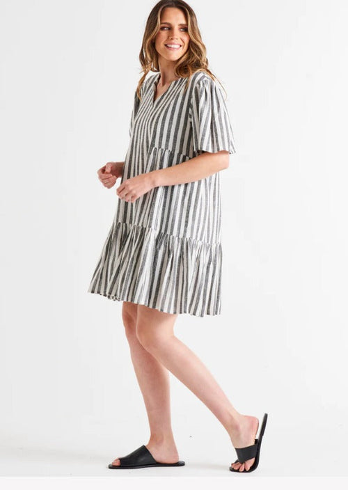 Amara Dress - Black/White Stripe