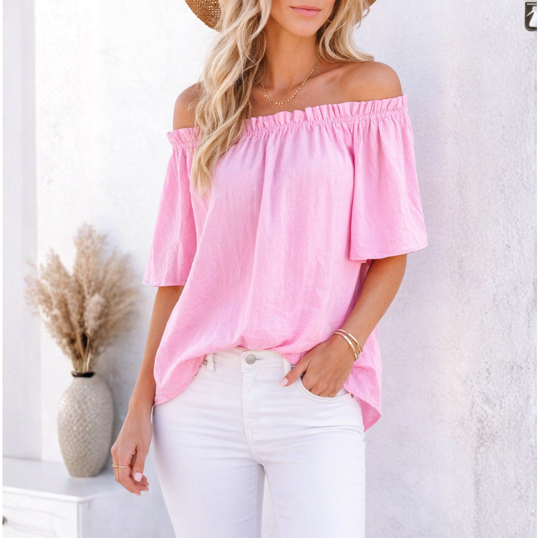 Jessica Shoulder Top - Prism Pink