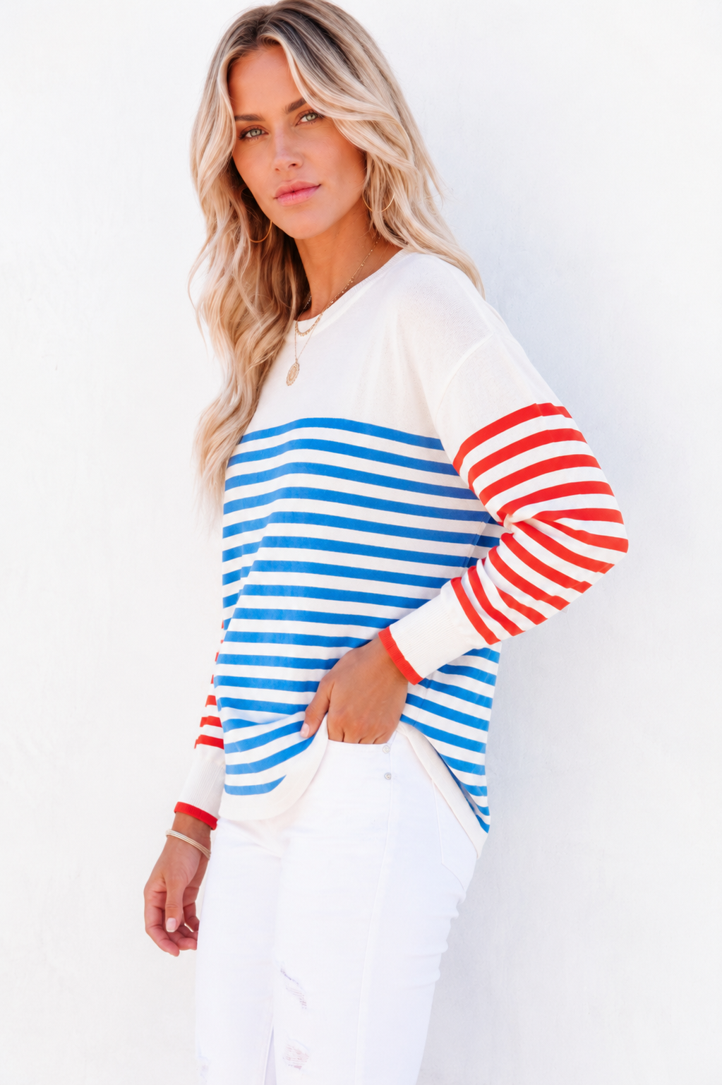 Sophie Knit - Blue & Red Stripe