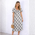 Valentina Bias Midi Dress - Check
