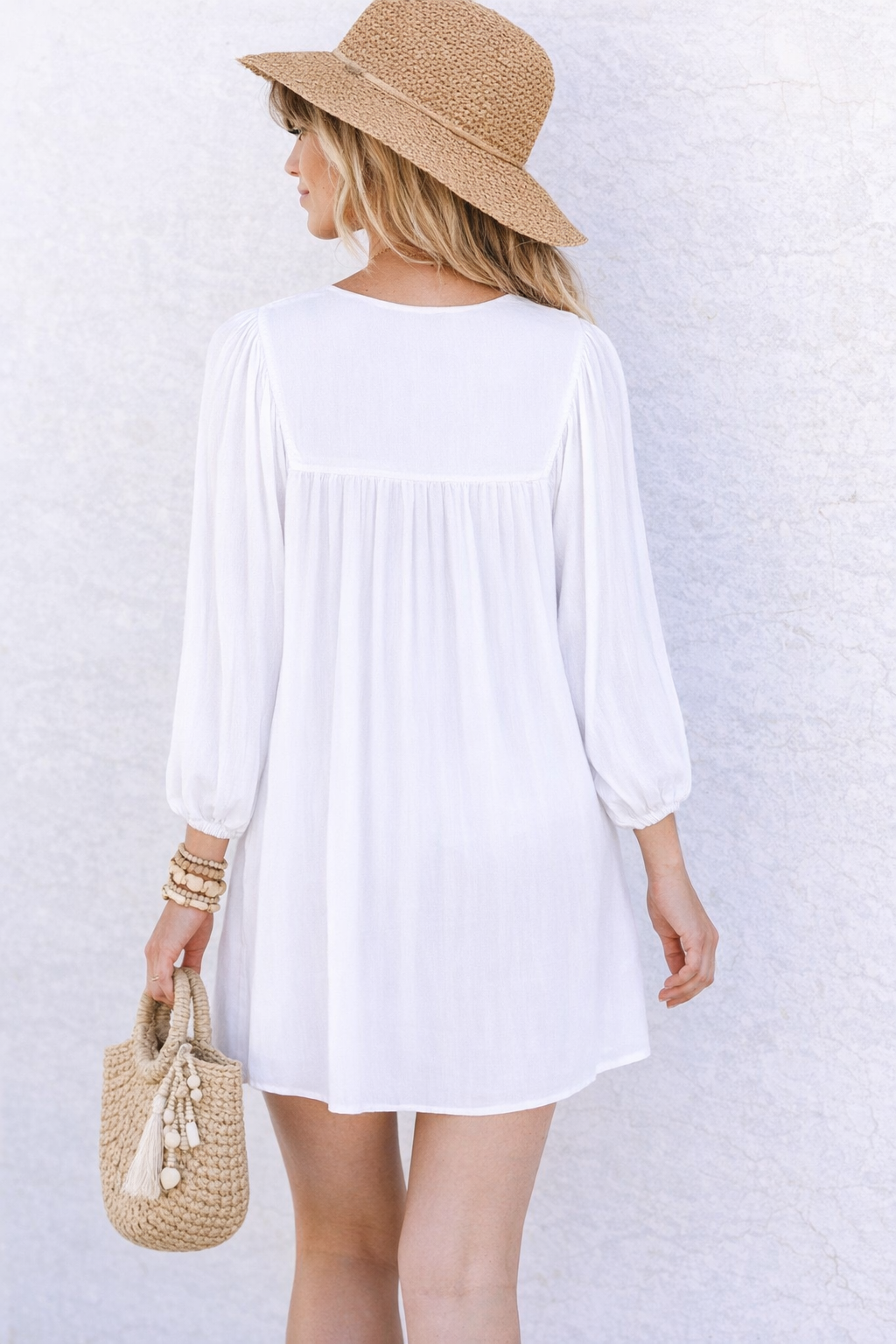 Rava Boho Mini Dress - White
